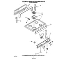 Whirlpool RF3010XVW0 cook top and backguard diagram