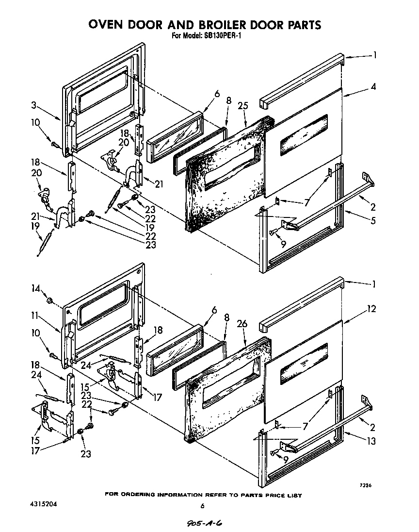 Oven door and broiler door