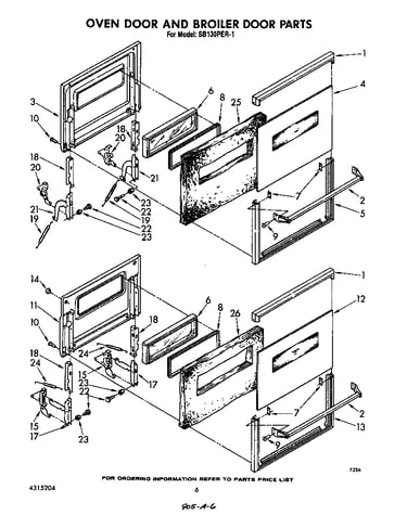 Oven door and broiler door