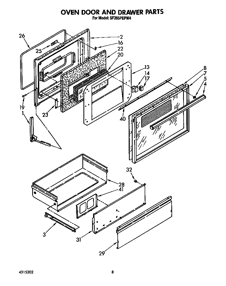 Oven door and drawer