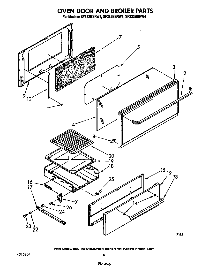 Oven door and broiler
