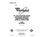 Whirlpool SE950PERW3 front cover diagram