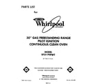 Whirlpool SF331PSRW2 front cover diagram