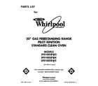 Whirlpool SF0100SRW4 front cover diagram