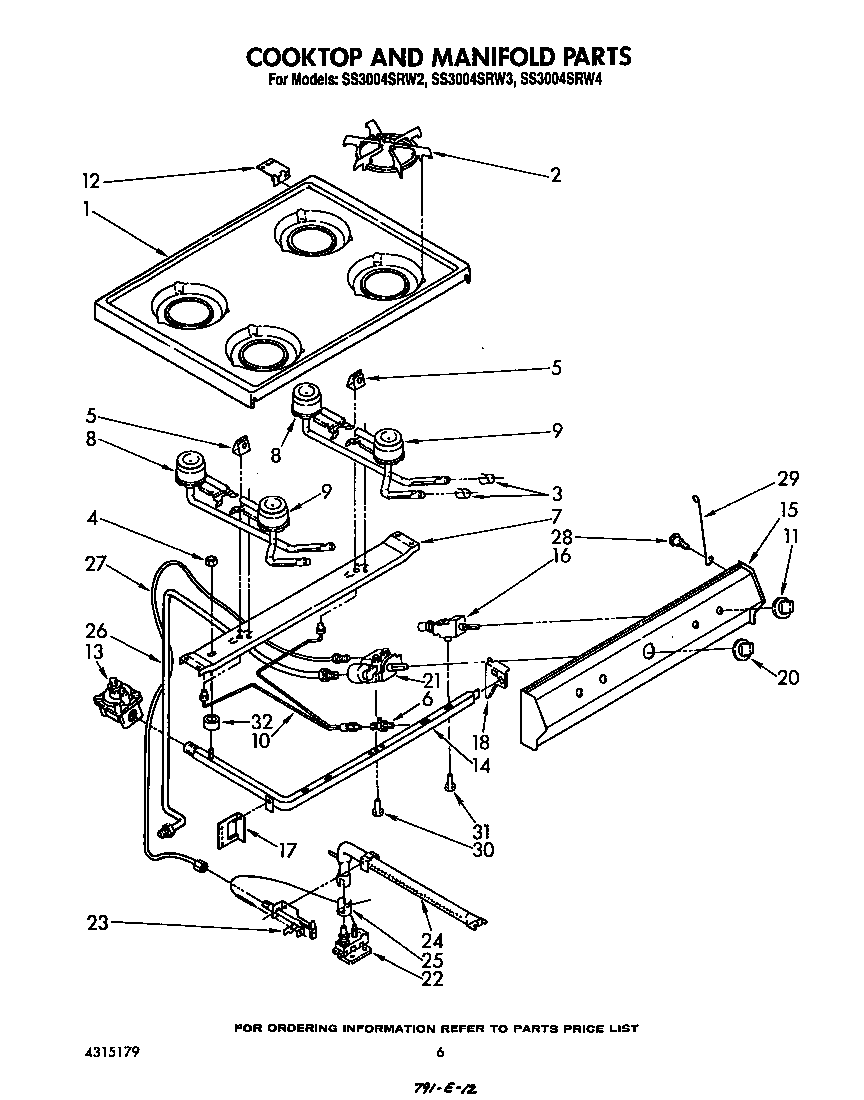 Cooktop and manifold
