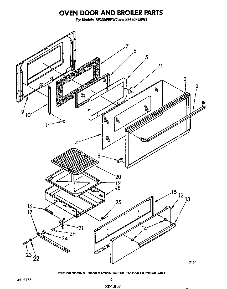 Oven door and broiler