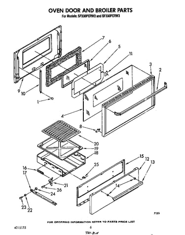 Oven door and broiler