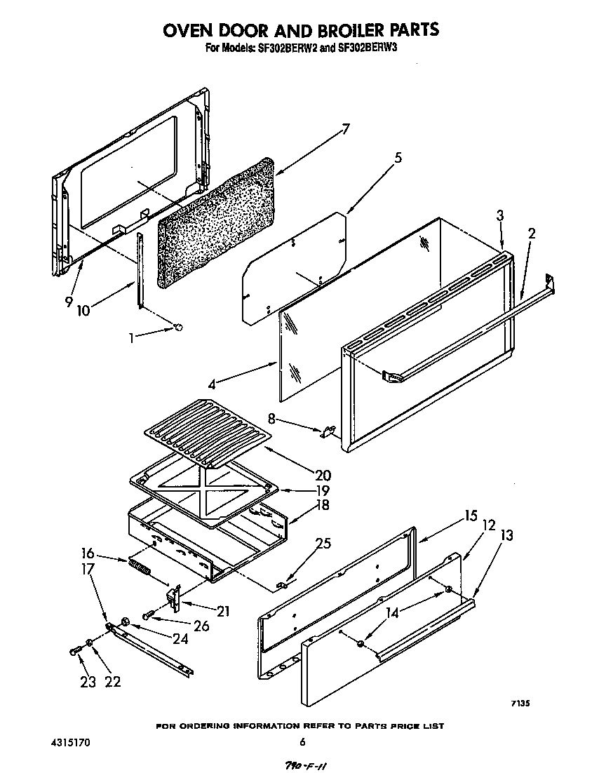 Oven door and broiler