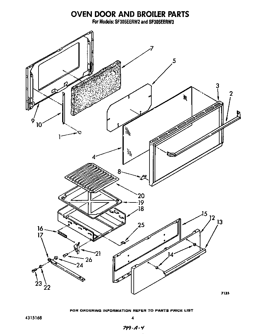 Oven door and broiler