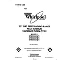 Whirlpool SF302BSRW3 front cover diagram