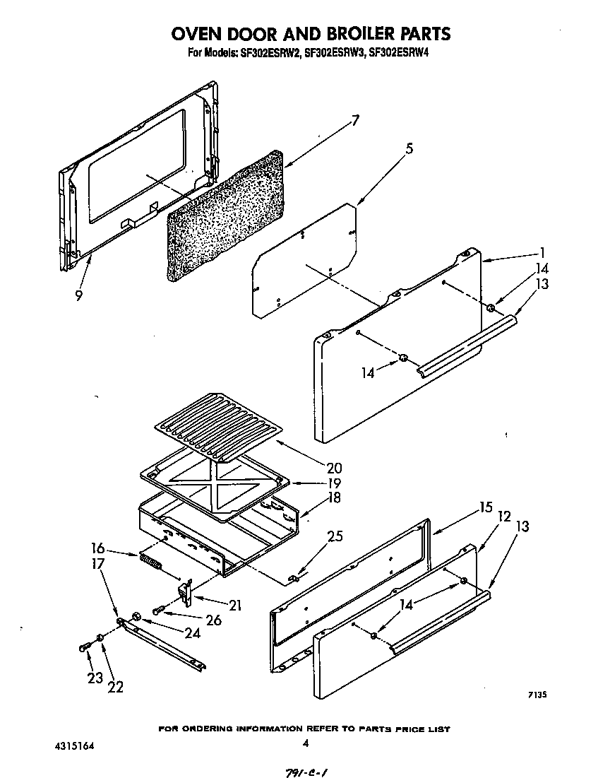 Oven door and broiler