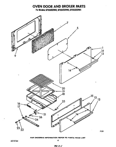 Oven door and broiler