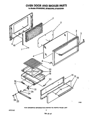Oven door and broiler