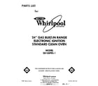 Whirlpool SB100PES1 front cover diagram