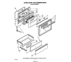 Whirlpool SF396PEPW1 oven door and drawer diagram