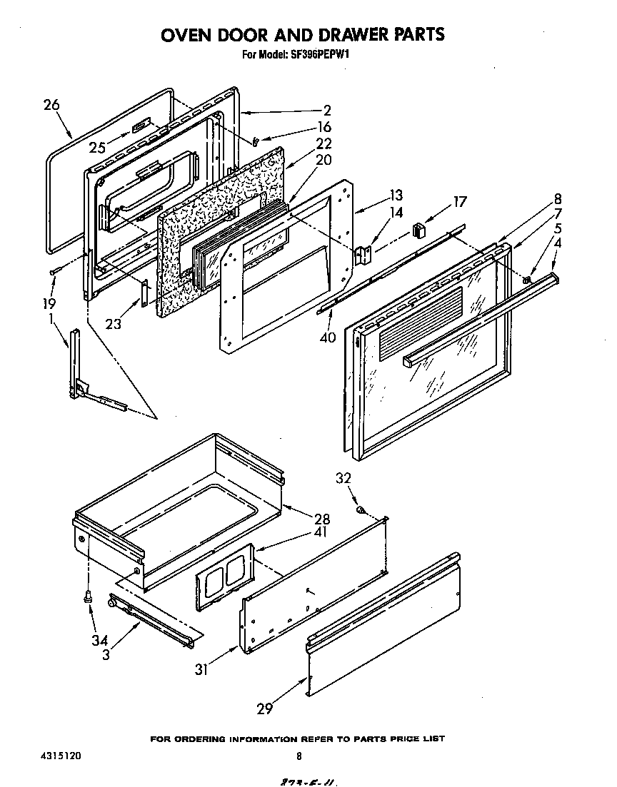 Oven door and drawer
