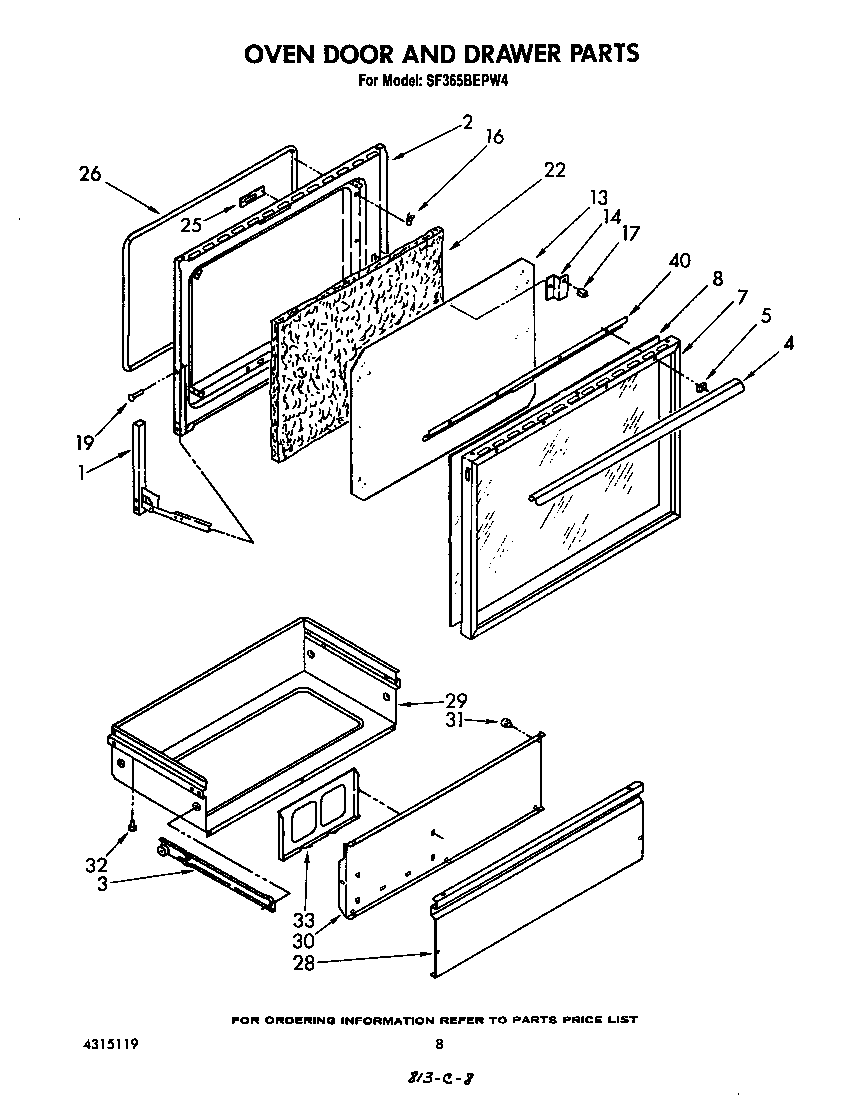 Oven door and drawer