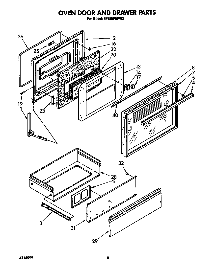 Oven door and drawer