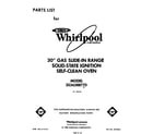 Whirlpool SS363BETT0 front cover diagram
