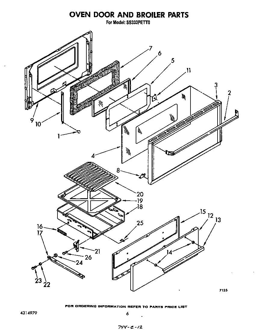 Oven door and broiler
