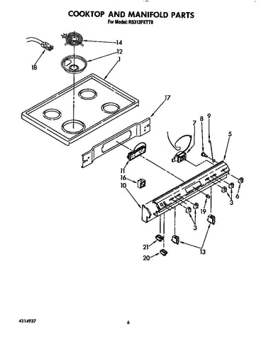 Cooktop and manifold