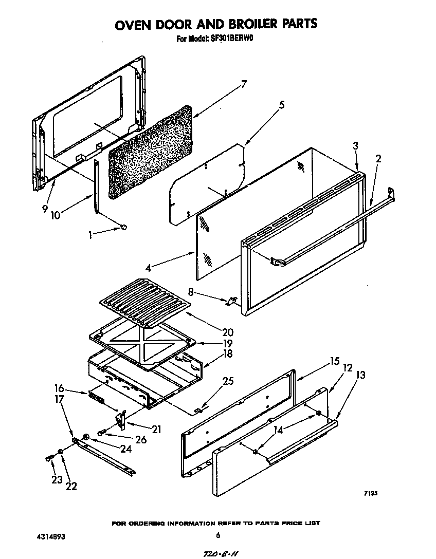Oven door and broiler