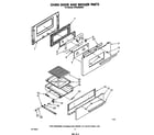 Whirlpool SF5340ERW3 oven door and broiler parts diagram