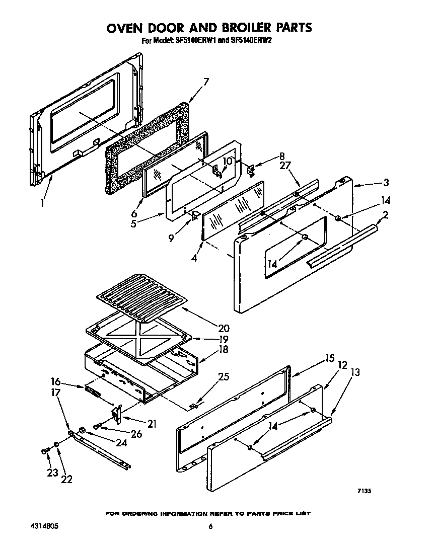Oven door and broiler