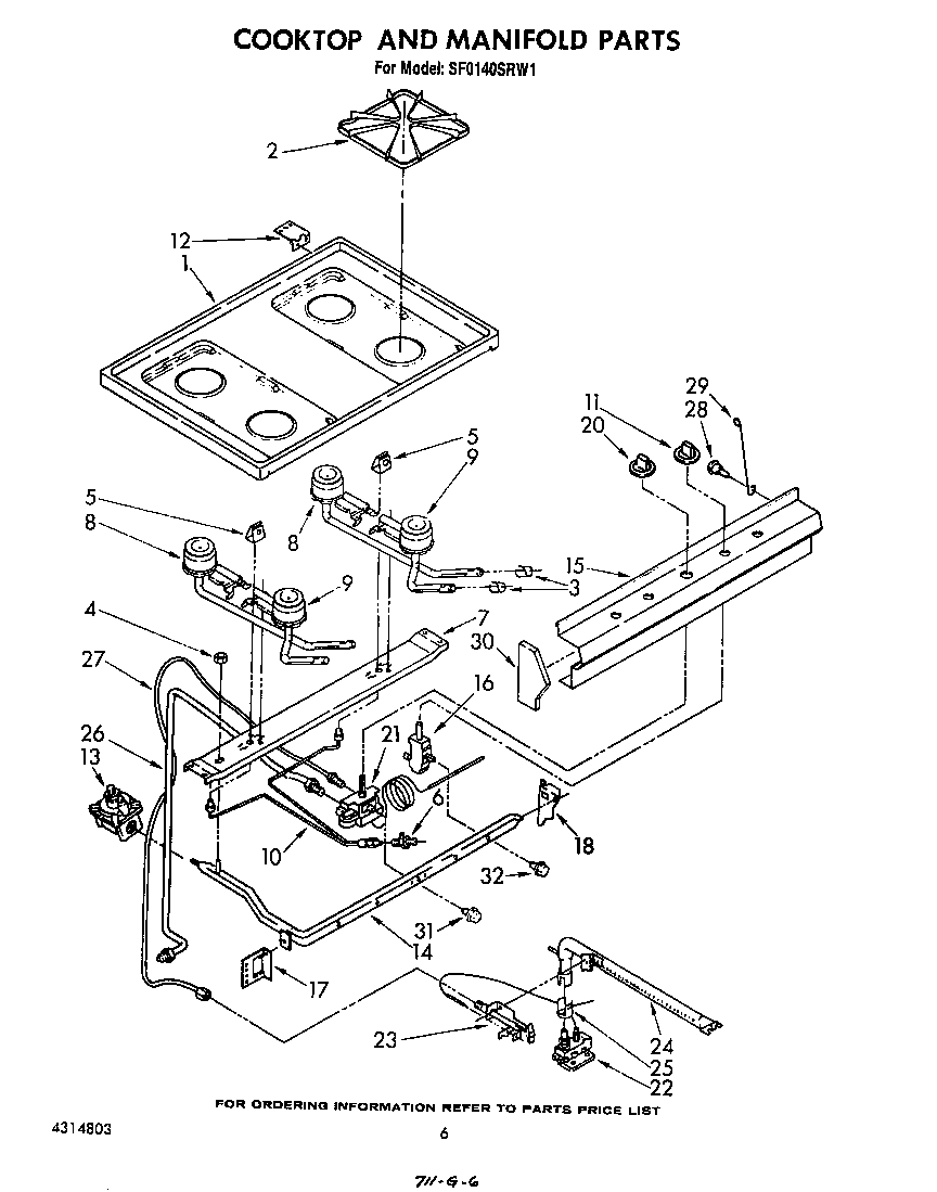 Cooktop and manifold