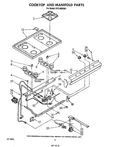 Cooktop and manifold
