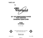 Whirlpool SF010ESRW2 front cover diagram