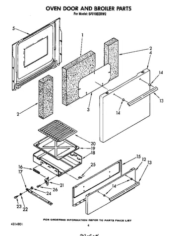 Oven door and broiler