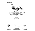 Whirlpool SF0100SRW2 front cover diagram