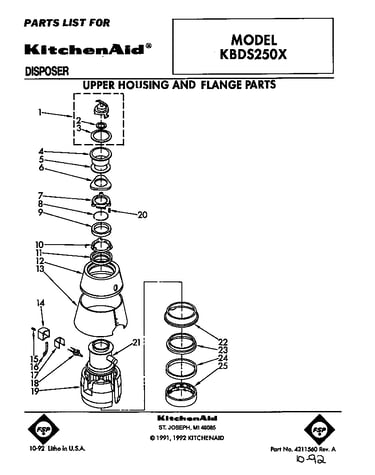 Upper housing and flange