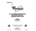 Whirlpool SF0100ERW2 front cover diagram