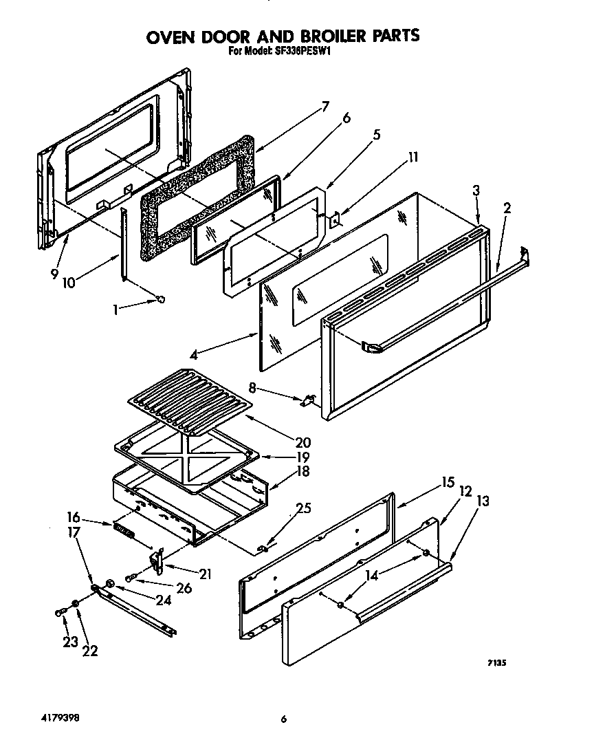 Oven door and broiler
