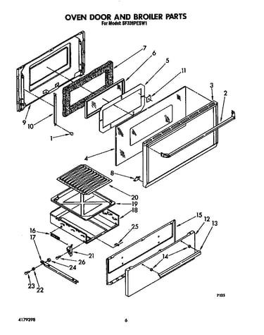 Oven door and broiler