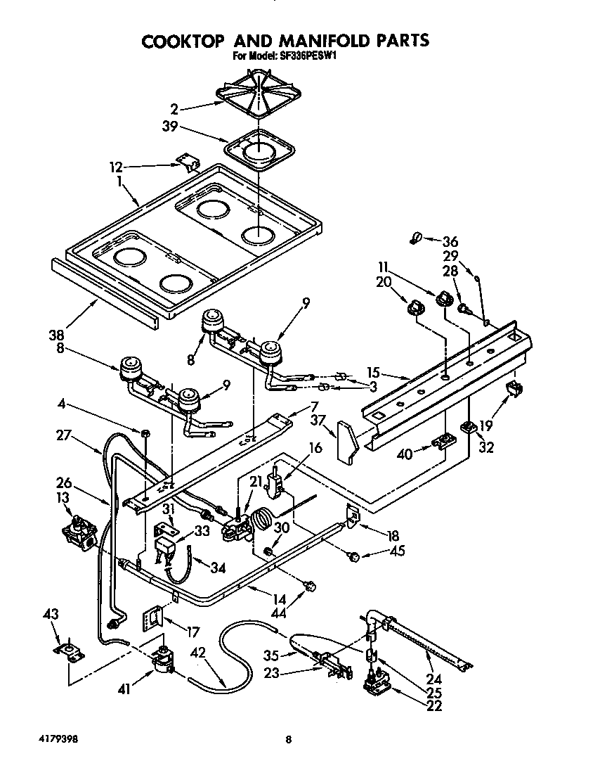 Cooktop and manifold