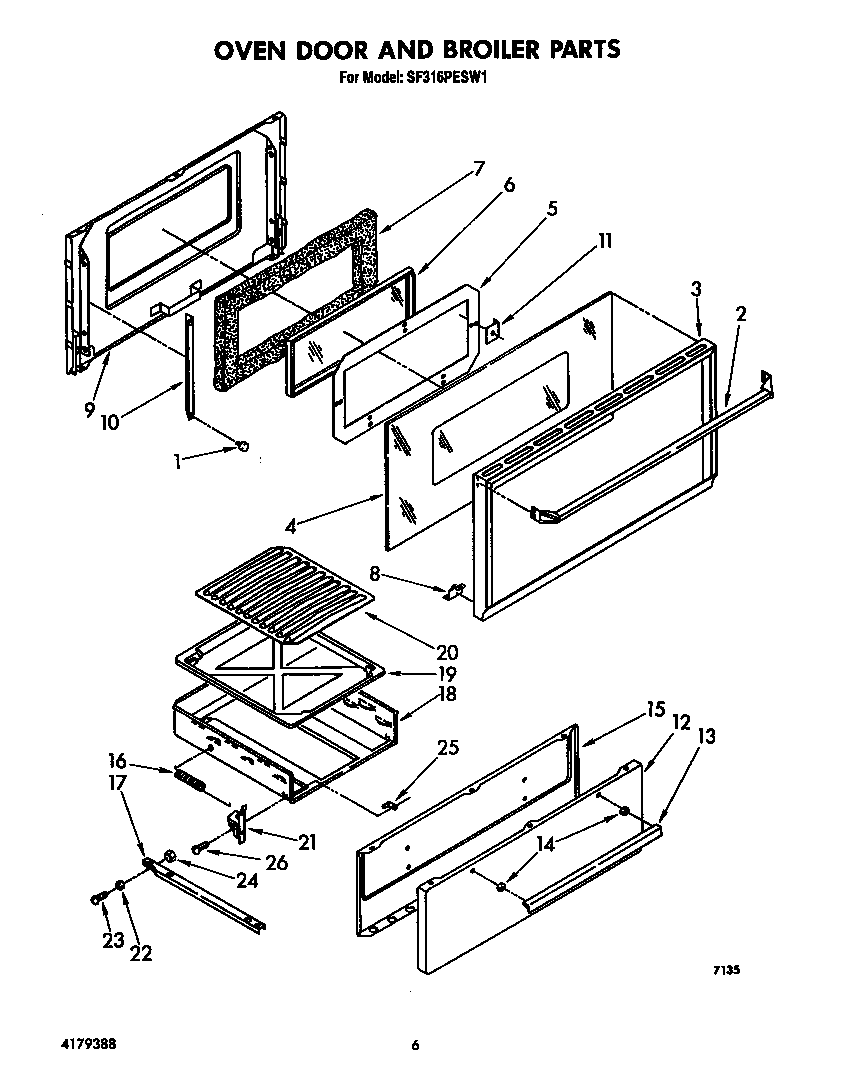 Oven door and broiler