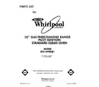 Whirlpool SF314PSRW1 front cover diagram