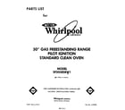 Whirlpool SF305ESRW1 front cover diagram
