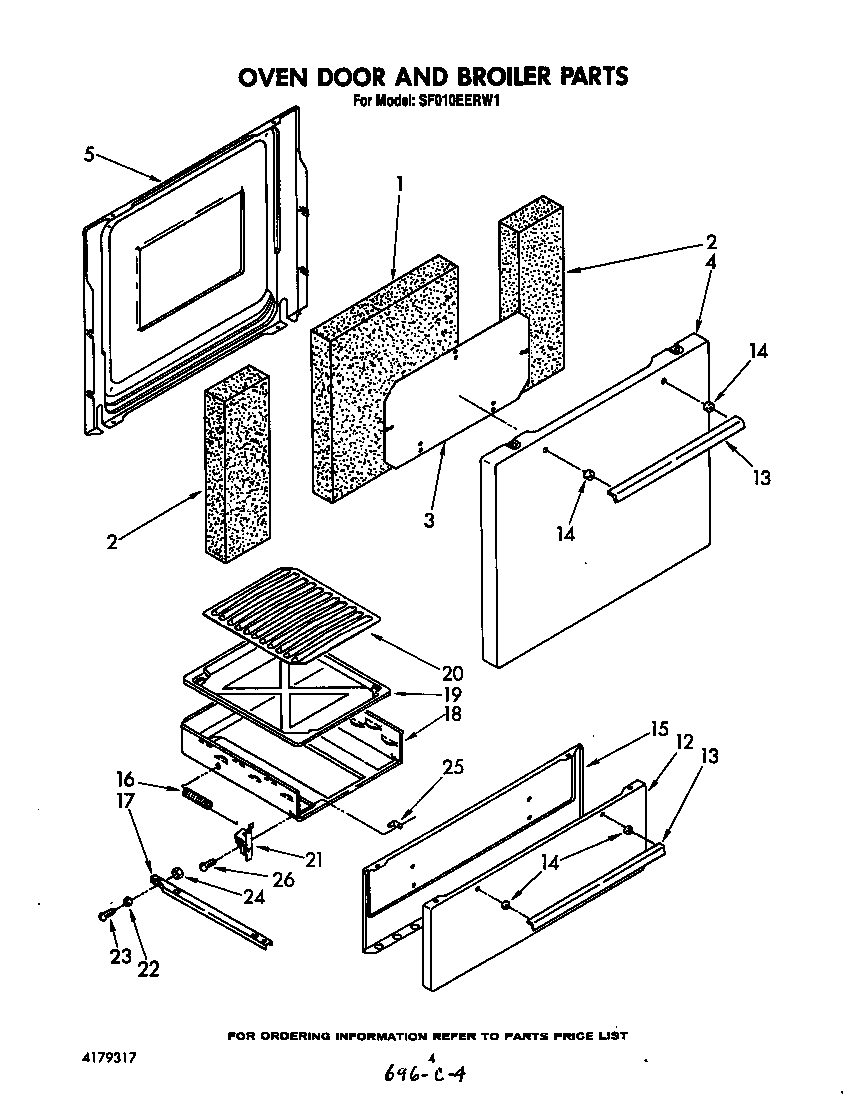 Oven door and broiler