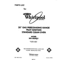 Whirlpool SF010ESRW1 front cover diagram