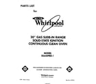 Whirlpool SS630PER1 front cover diagram