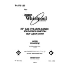Whirlpool SE960PEPW1 front cover diagram