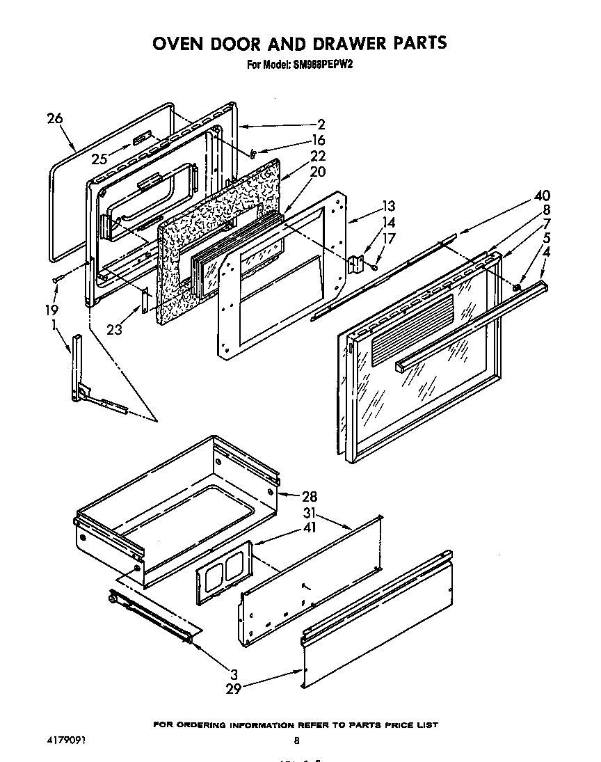 Oven door and drawer