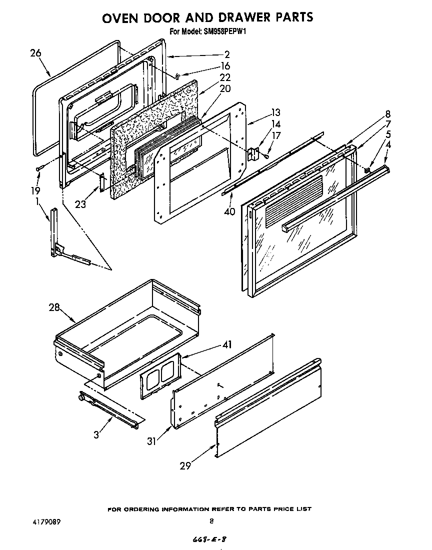 Oven door and drawer