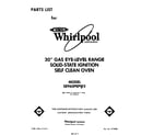 Whirlpool SE960PEPW3 front cover diagram
