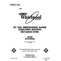 Whirlpool SF395PEPW2 front cover diagram