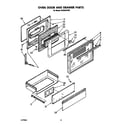 Whirlpool SF395PEPW2 oven door and drawer diagram